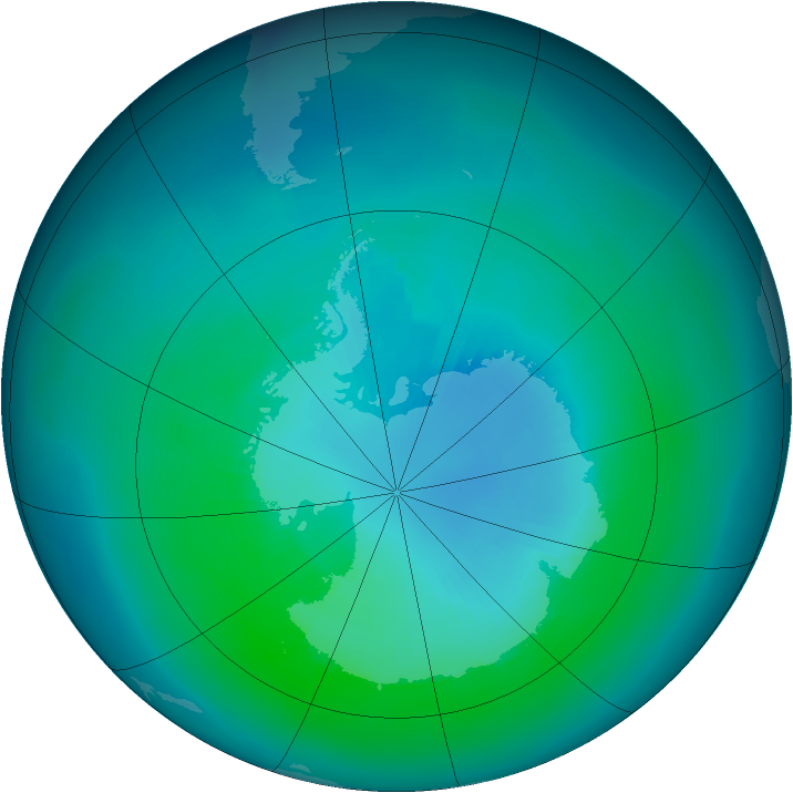 Antarctic ozone map for March 1997